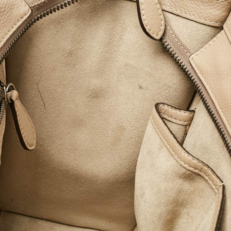 Pre Owned Celine Beige Leather Micro Luggage Tote