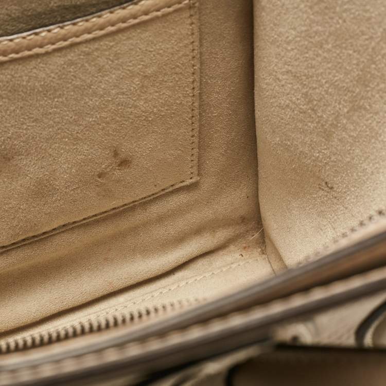 Pre Owned Celine Beige Leather Micro Luggage Tote