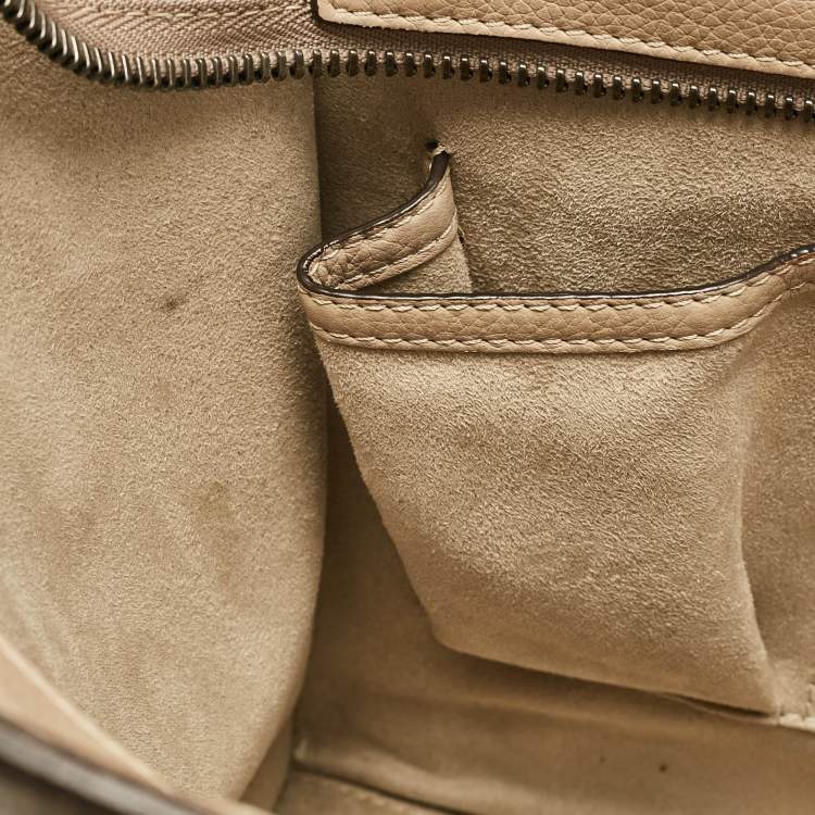 Pre Owned Celine Beige Leather Micro Luggage Tote