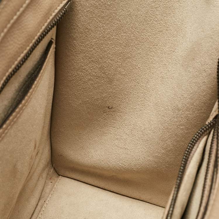 Pre Owned Celine Beige Leather Micro Luggage Tote
