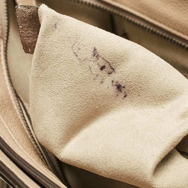 Pre Owned Celine Beige Leather Micro Luggage Tote