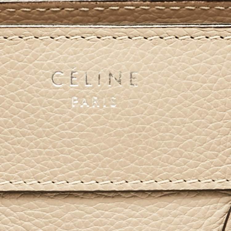 Pre Owned Celine Beige Leather Micro Luggage Tote