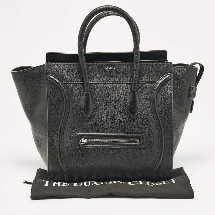 Pre Owned Celine Black Leather Mini Luggage Tote