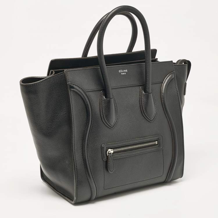 Pre Owned Celine Black Leather Mini Luggage Tote