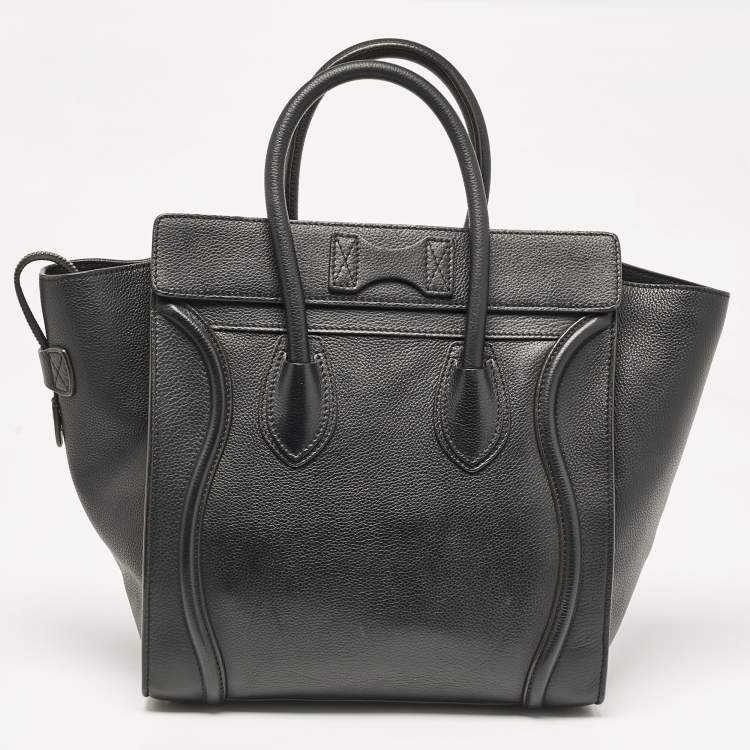 Pre Owned Celine Black Leather Mini Luggage Tote
