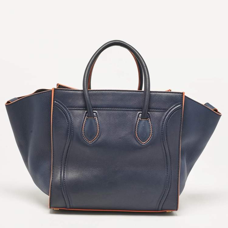 مملوكة مسبقًا Celine Navy Blue Leather Medium Phantom Luggage Tote