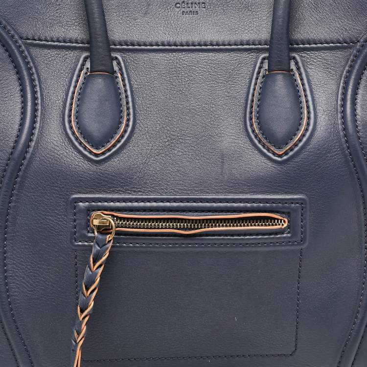 مملوكة مسبقًا Celine Navy Blue Leather Medium Phantom Luggage Tote