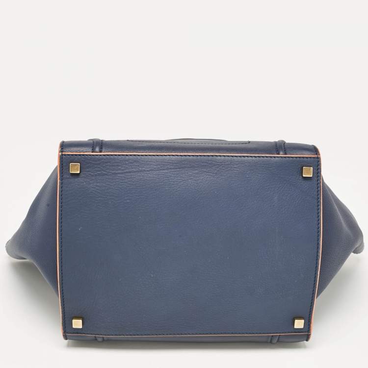 مملوكة مسبقًا Celine Navy Blue Leather Medium Phantom Luggage Tote