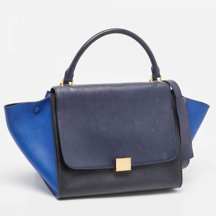 Pre Owned Celine Tricolor Leather Medium Trapeze Top Handle Bag