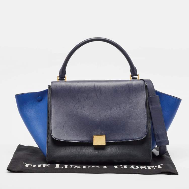 Pre Owned Celine Tricolor Leather Medium Trapeze Top Handle Bag