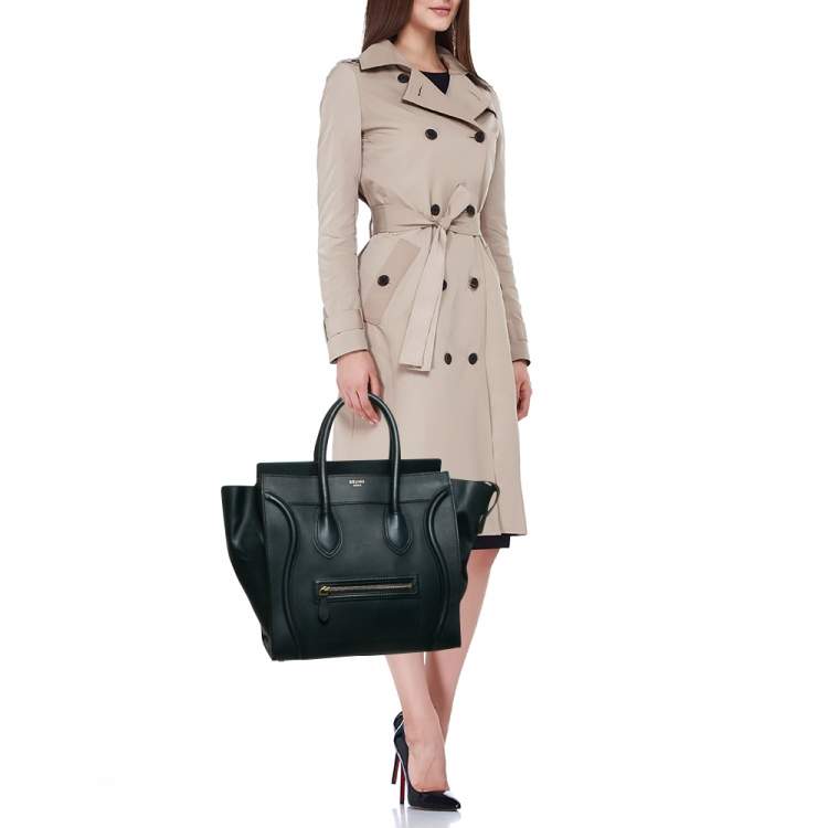 Pre Owned Celine Navy Blue Leather Mini Luggage Tote