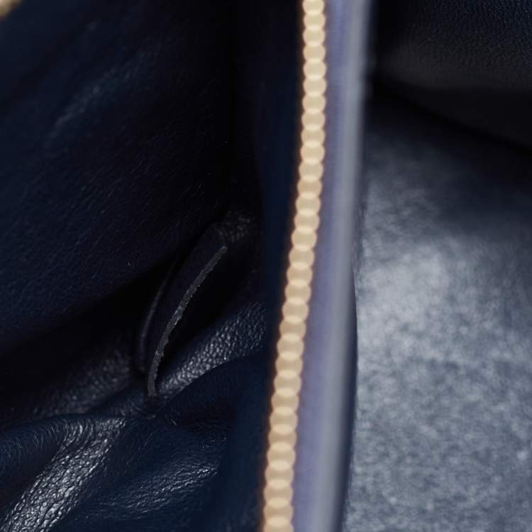 Pre Owned Celine Navy Blue Leather Mini Luggage Tote