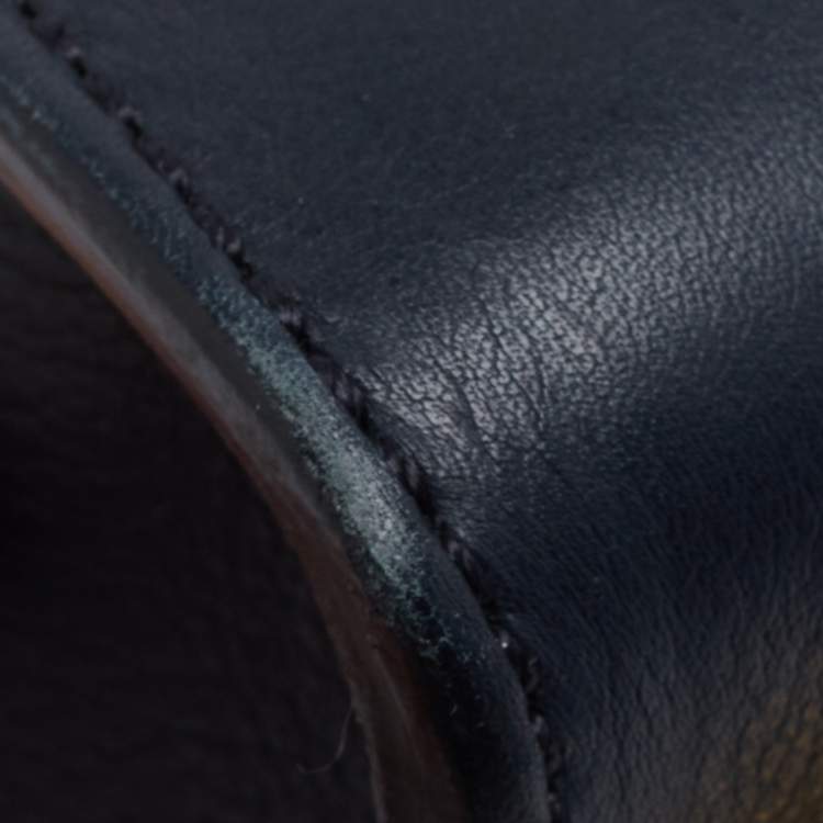 Pre Owned Celine Navy Blue Leather Mini Luggage Tote