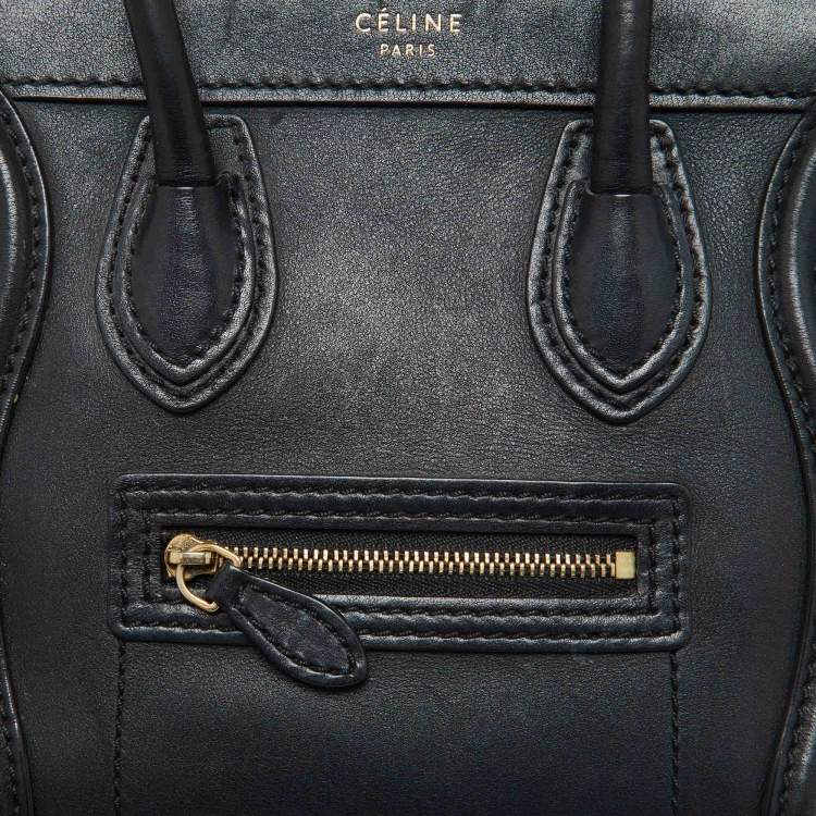 Pre Owned Celine Black Leather Nano Luggage Tote