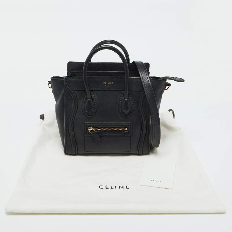 Pre Owned Celine Black Leather Nano Luggage Tote