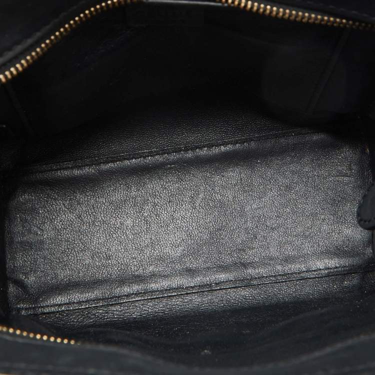 Pre Owned Celine Black Leather Nano Luggage Tote