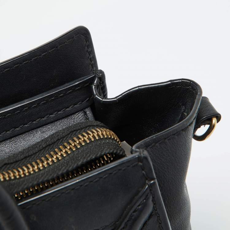 Pre Owned Celine Black Leather Nano Luggage Tote