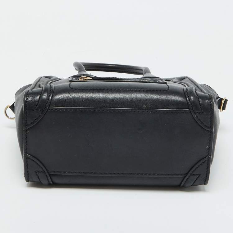 Pre Owned Celine Black Leather Nano Luggage Tote