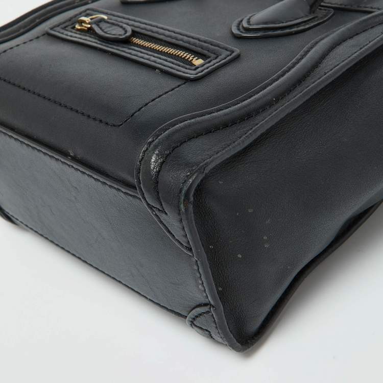 Pre Owned Celine Black Leather Nano Luggage Tote