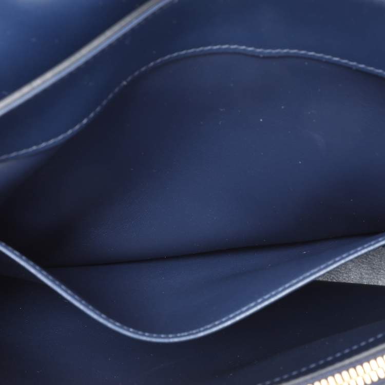 Pre Owned Celine Dark Blue Leather Large Classique 16 Top Handle Bag