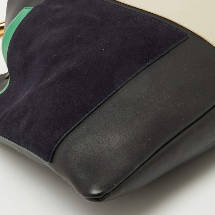 Pre Owned Celine Tricolor Leather and Suede Geometrical Bag