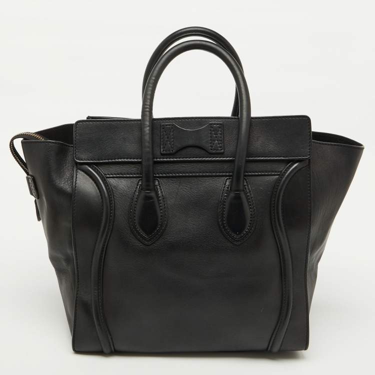 Pre Owned Celine Black Leather Mini Luggage Tote