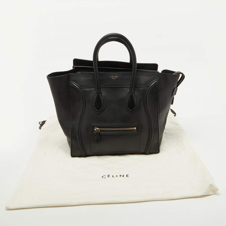 Pre Owned Celine Black Leather Mini Luggage Tote