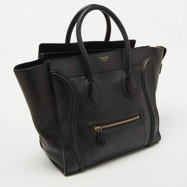 Pre Owned Celine Black Leather Mini Luggage Tote