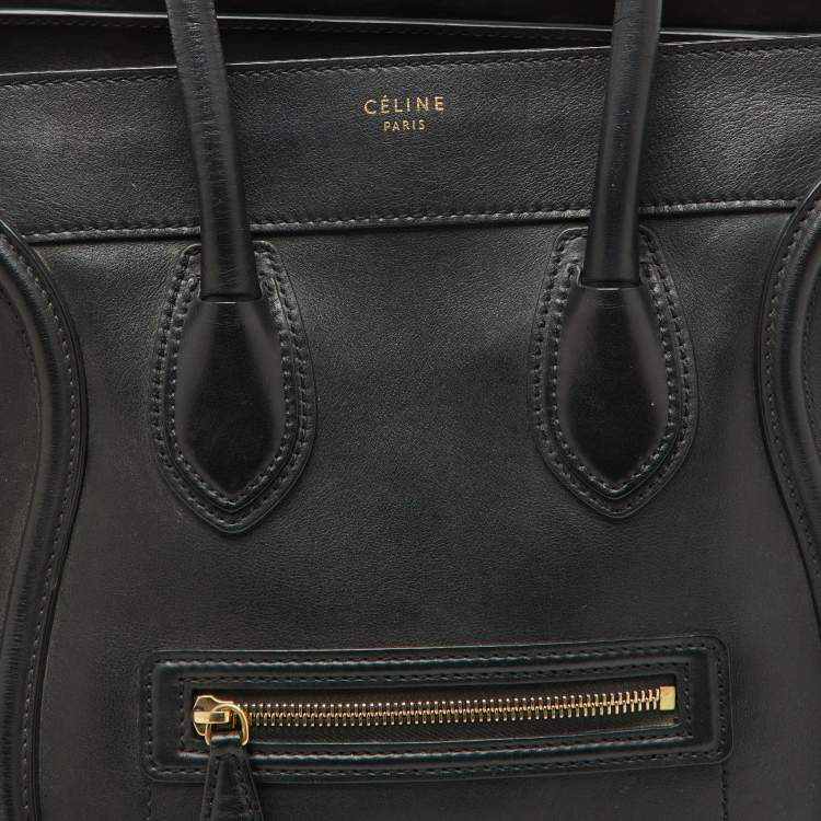 Pre Owned Celine Black Leather Mini Luggage Tote