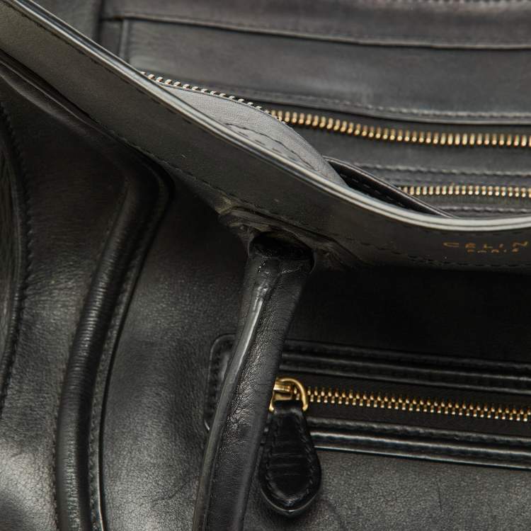Pre Owned Celine Black Leather Mini Luggage Tote