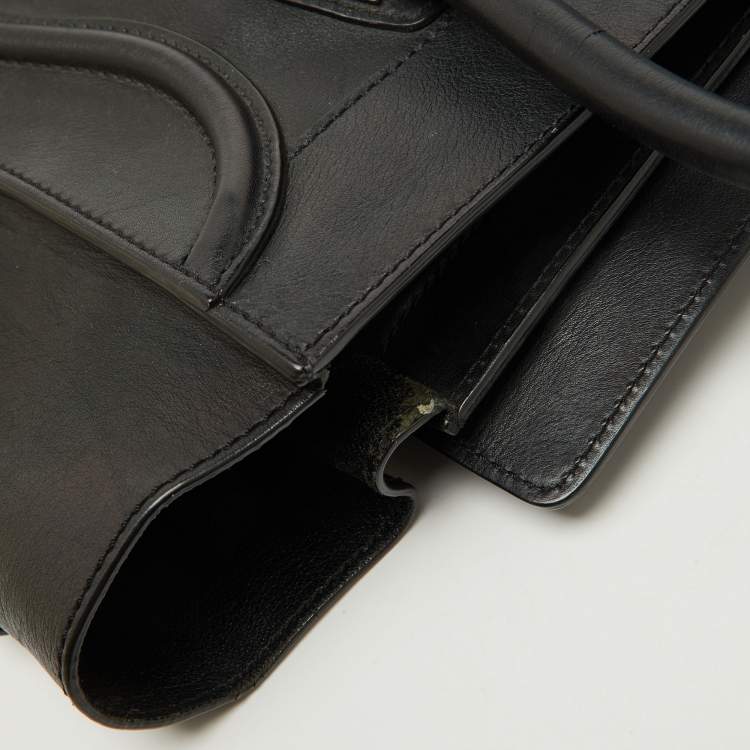 Pre Owned Celine Black Leather Mini Luggage Tote
