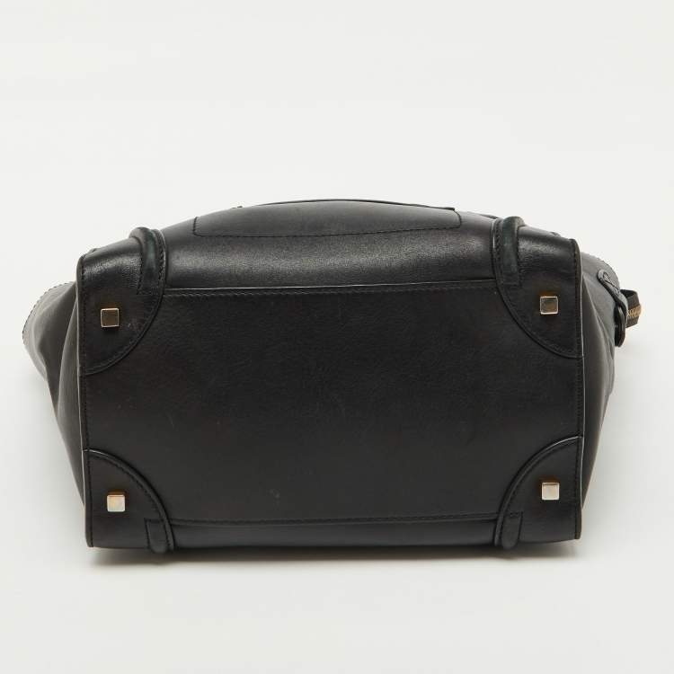 Pre Owned Celine Black Leather Mini Luggage Tote