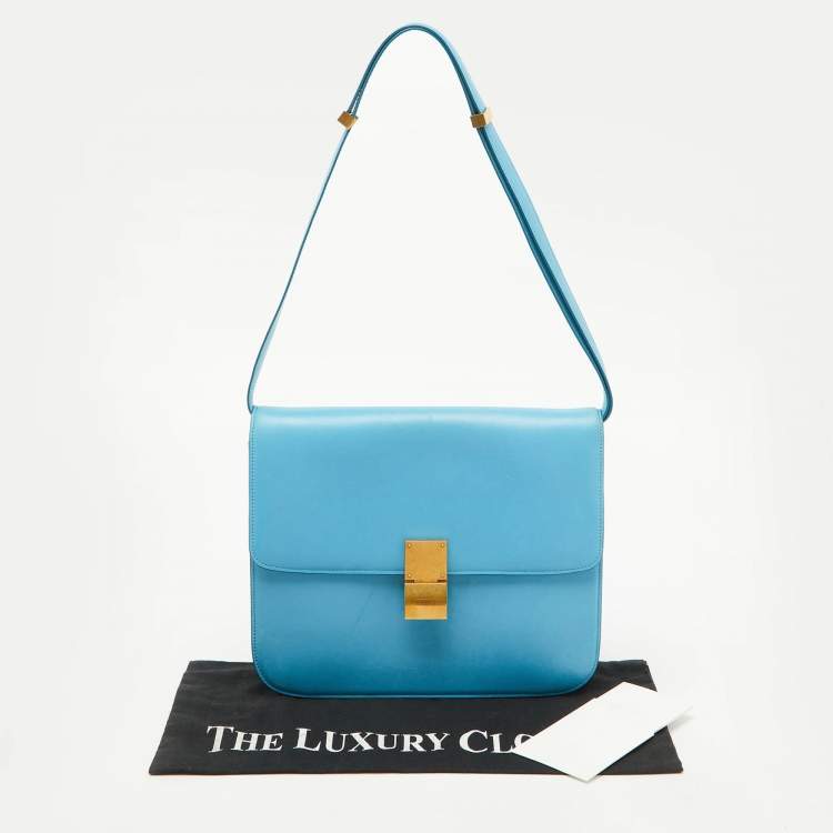 Pre Owned Celine Blue Leather Large Classic Box Shoulder Bag