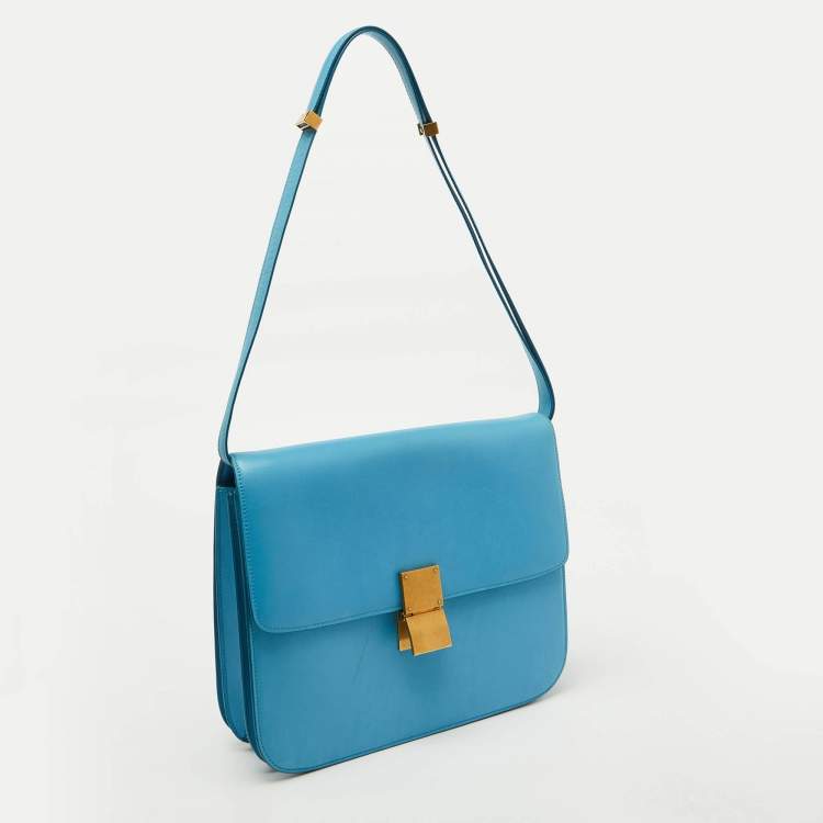 Pre Owned Celine Blue Leather Large Classic Box Shoulder Bag