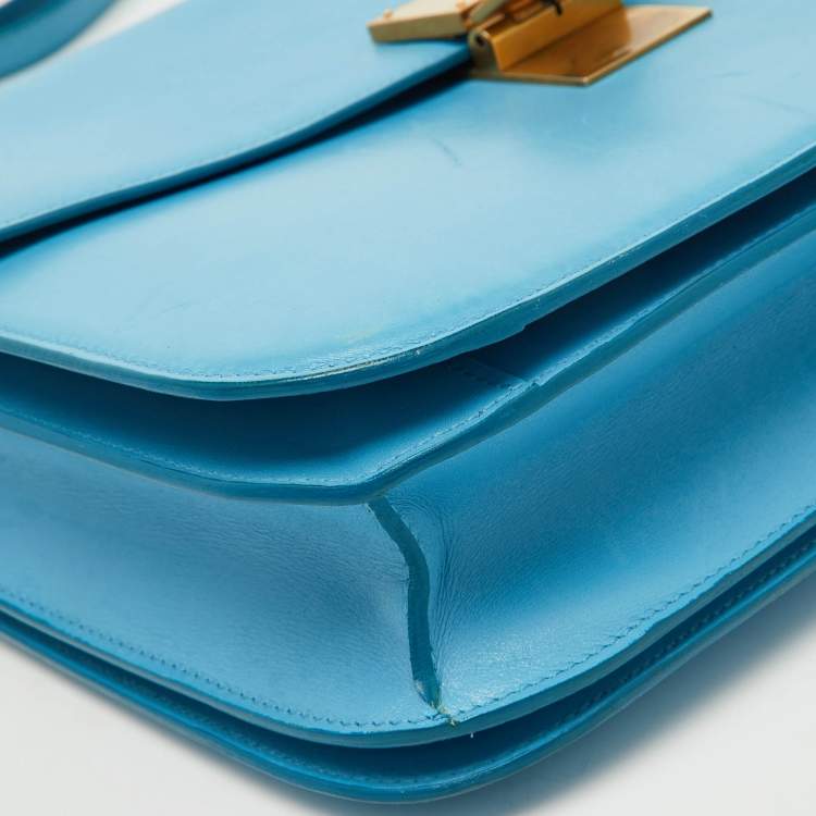 Pre Owned Celine Blue Leather Large Classic Box Shoulder Bag