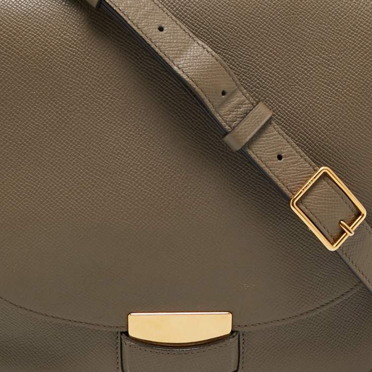 Pre Owned Celine Taupe Grey Leather Medium Trotteur Shoulder Bag