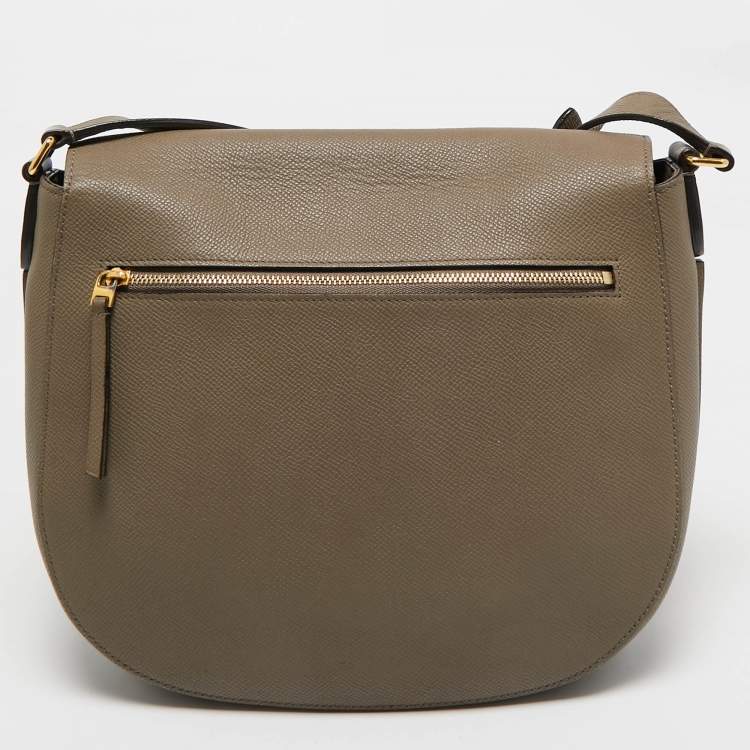 Pre Owned Celine Taupe Grey Leather Medium Trotteur Shoulder Bag