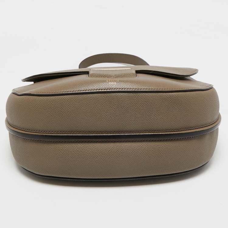 Pre Owned Celine Taupe Grey Leather Medium Trotteur Shoulder Bag