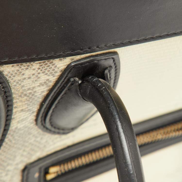 Pre Owned Celine Tri Color Lizard Leather and Suede Micro Luggage Tote