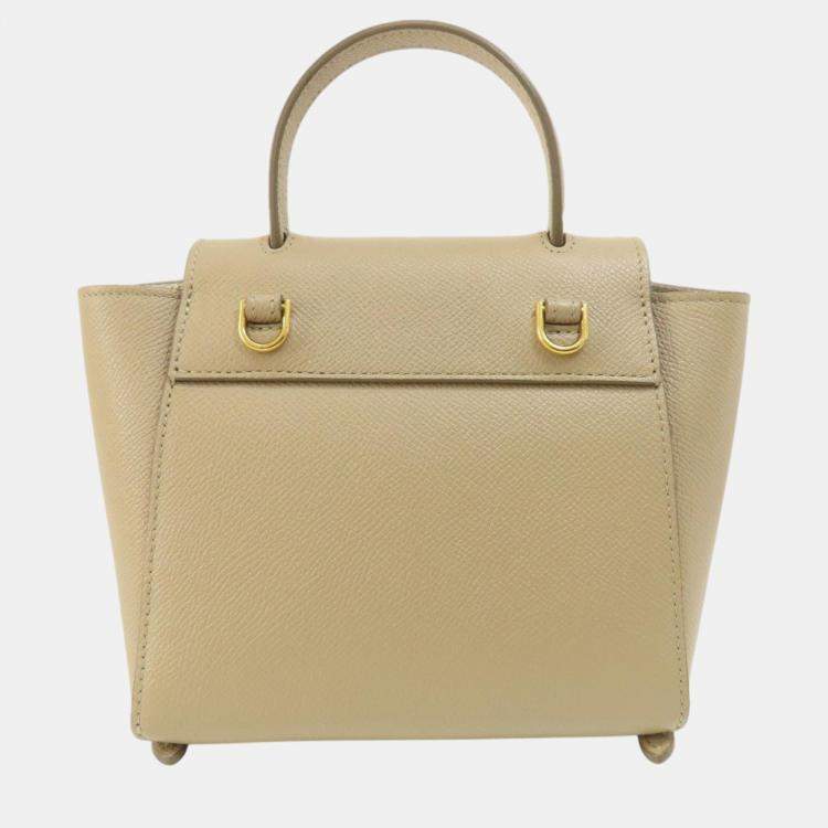 Pre Owned Celine Beige Calfskin Nano Belt Handbag