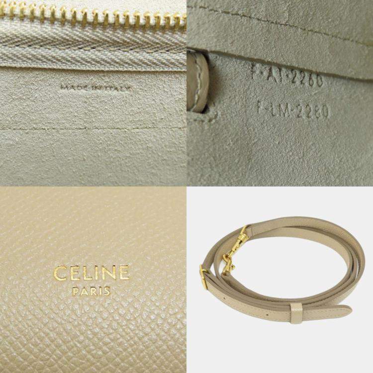Pre Owned Celine Beige Calfskin Nano Belt Handbag