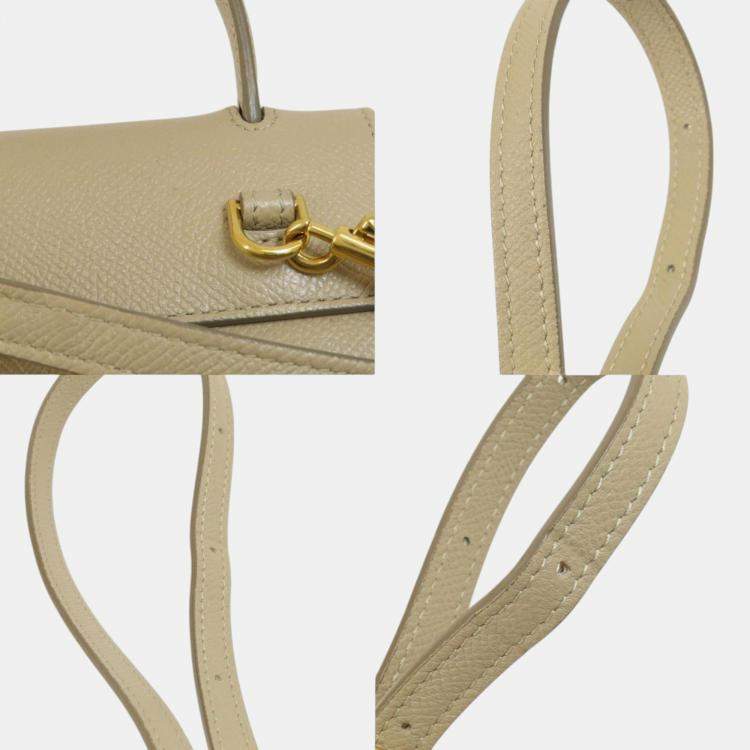 Pre Owned Celine Beige Calfskin Nano Belt Handbag