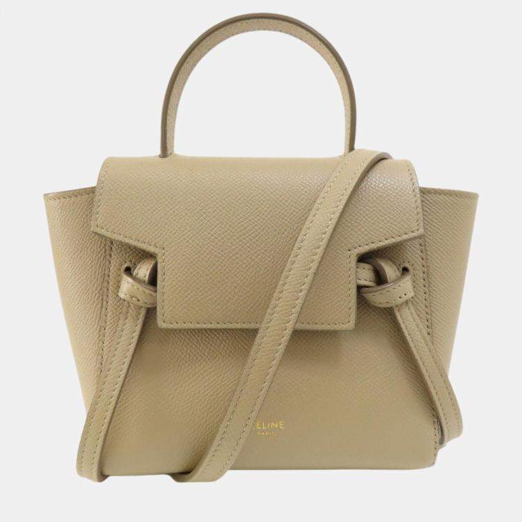 Pre Owned Celine Beige Calfskin Nano Belt Handbag