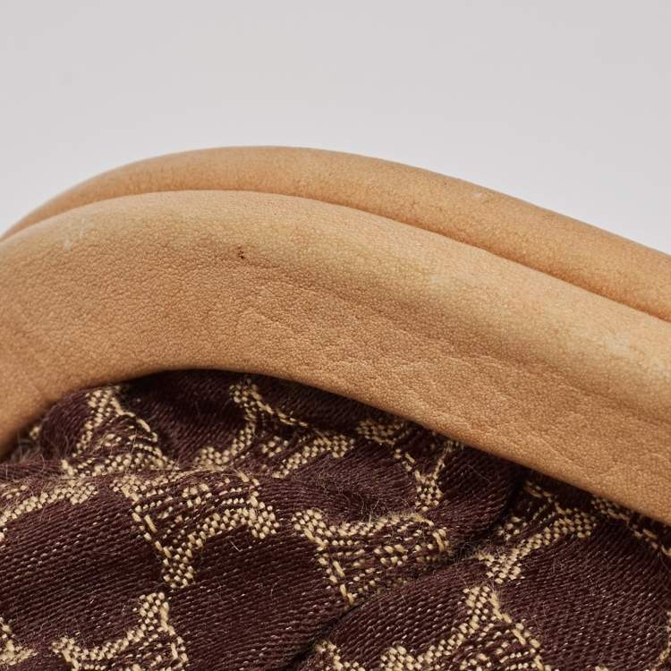 Pre Owned حقيبة كلتش سيلين إطار قماش ماكادام بني داكن/بيج