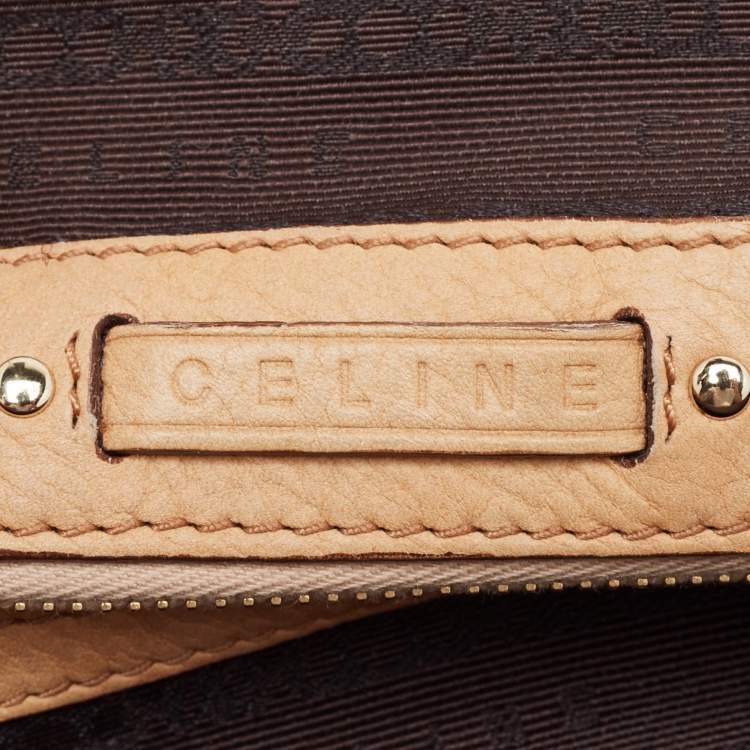 Pre Owned حقيبة كلتش سيلين إطار قماش ماكادام بني داكن/بيج