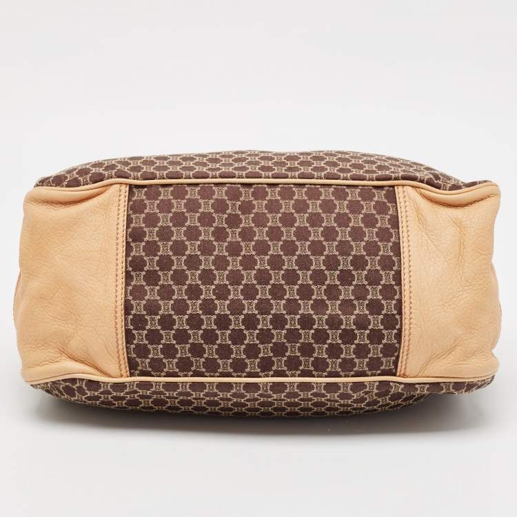 Pre Owned حقيبة كلتش سيلين إطار قماش ماكادام بني داكن/بيج