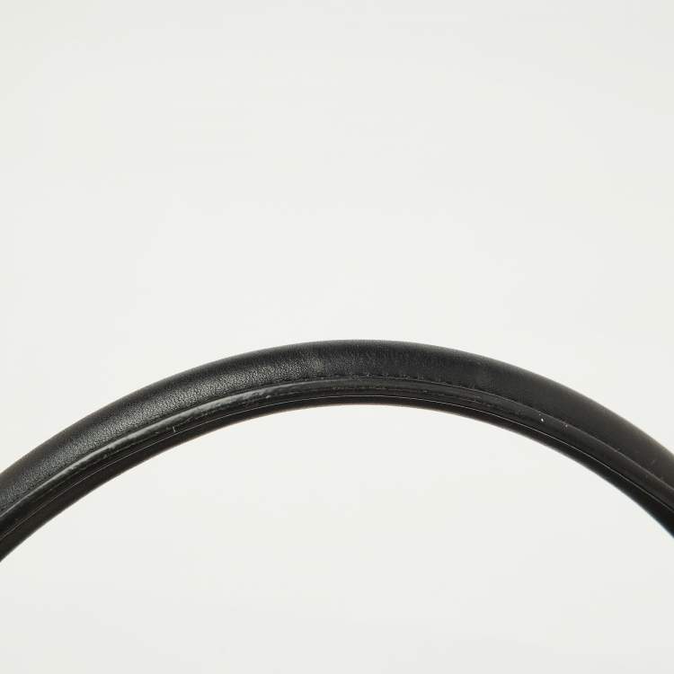 Pre Owned Celine Black Croc Embossed Leather and Suede Medium Trapeze Top Handle Bag