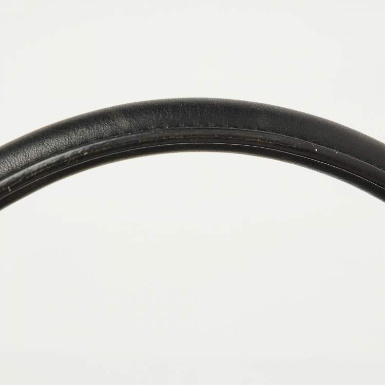 Pre Owned Celine Black Croc Embossed Leather and Suede Medium Trapeze Top Handle Bag