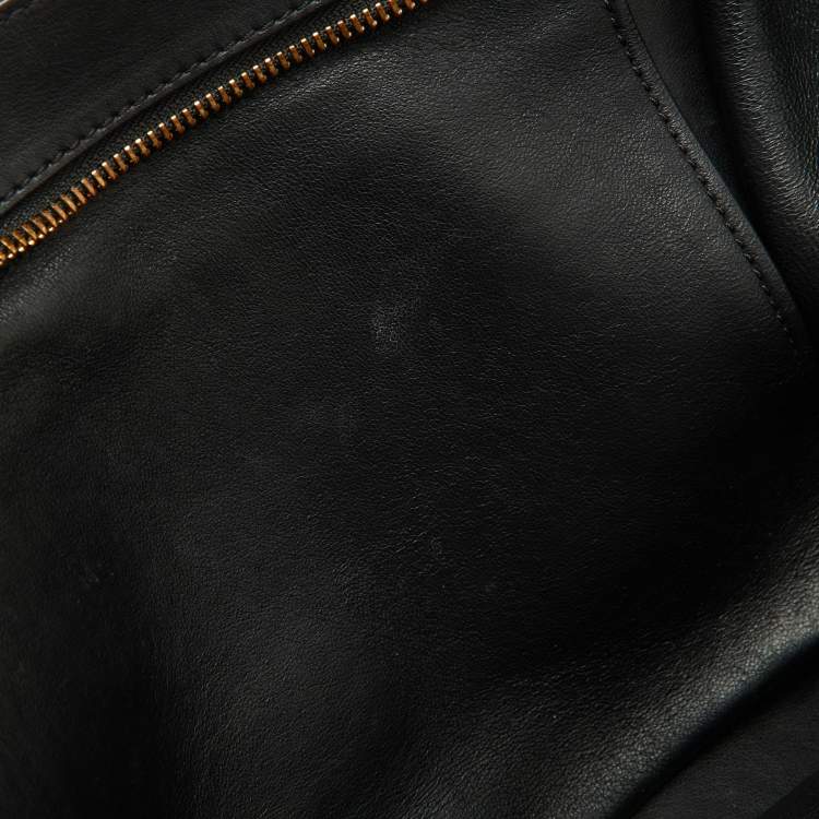 Pre Owned Celine Black Croc Embossed Leather and Suede Medium Trapeze Top Handle Bag