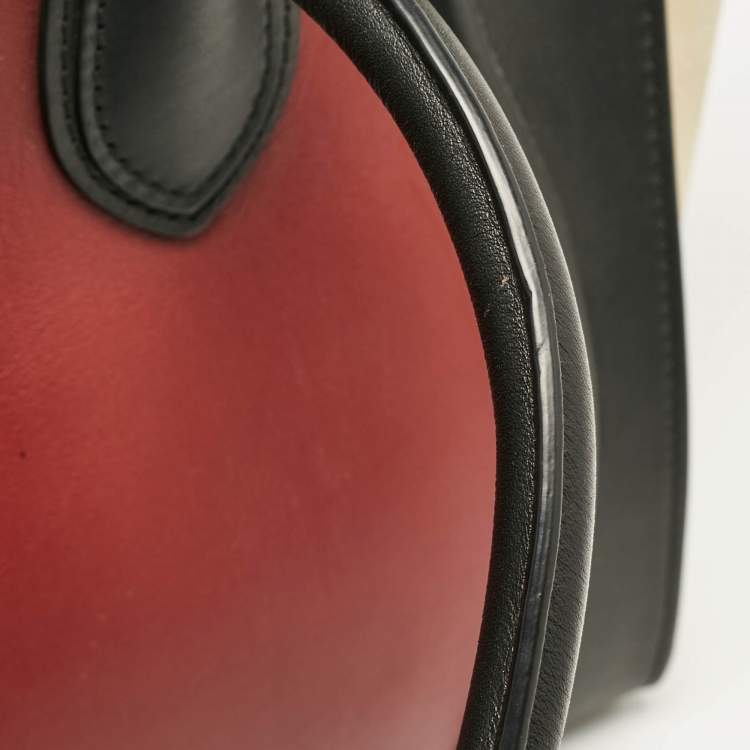 Pre Owned Celine Tricolor Leather and Suede Mini Luggage Tote